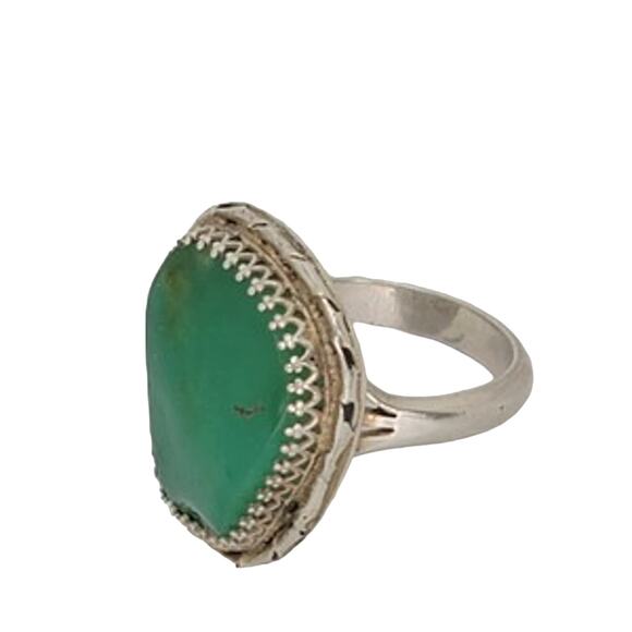 Early Jerry Roan researched Sterling Silver Green Turquoise Mens Ring sz 11.75 - Picture 9 of 10